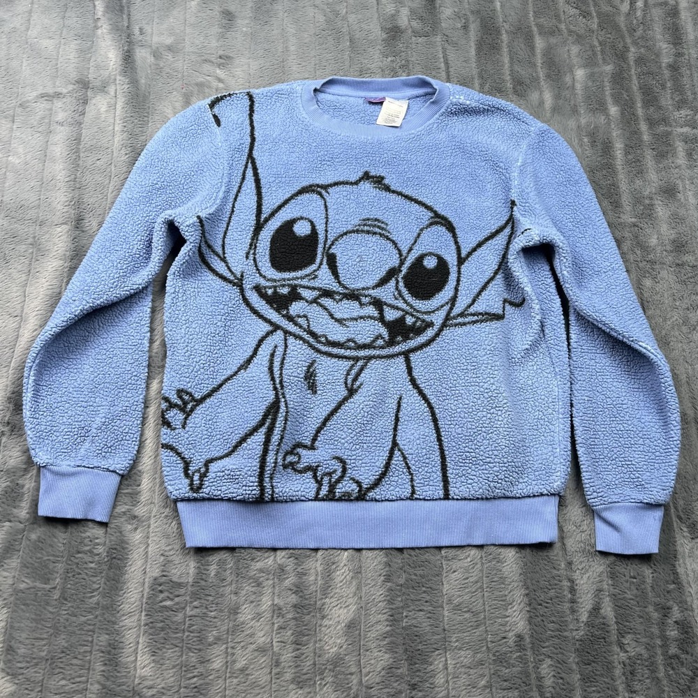 Disney Stitch Sweatshirt Kids 18 Blue Fleece Pullover Embroidered LL0063ABBWT